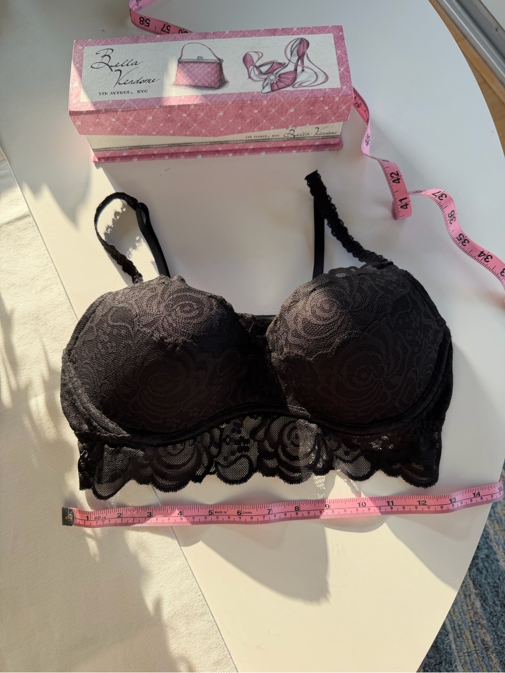 Vintage Black Lace Longline Push-Up Bra Top